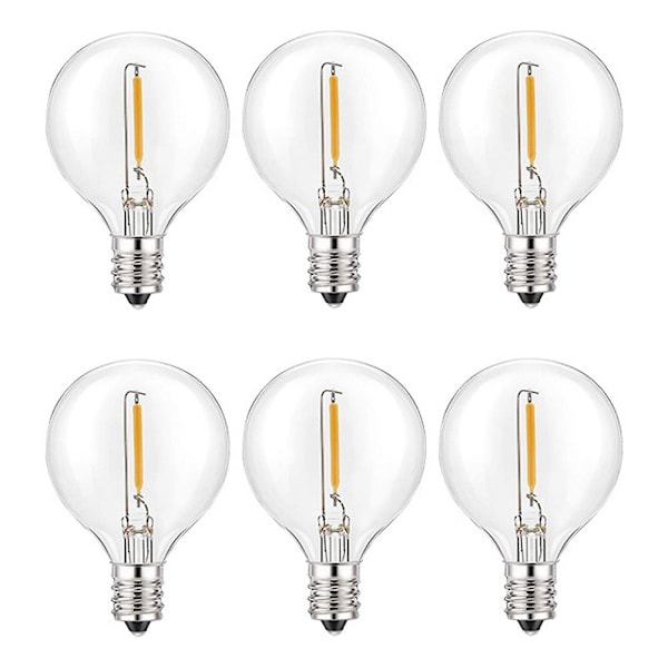 6 st G40 LED-ersättningslampor, E12 skruvsockel, krossäkra LED-globlampor för solsträng