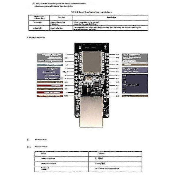 WT32-ETH01 ESP32 Trådlös Modul Seriell Port Nätverk Bluetooth + WiFi Combo Gateway Modul WT32 ETH01