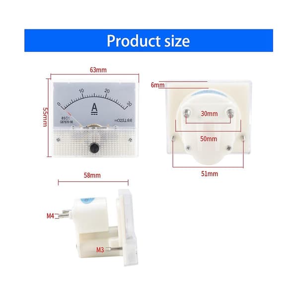 85C1-DC 30A DC Voltmeter Pointer Head Analog Ammeter Panel Meter