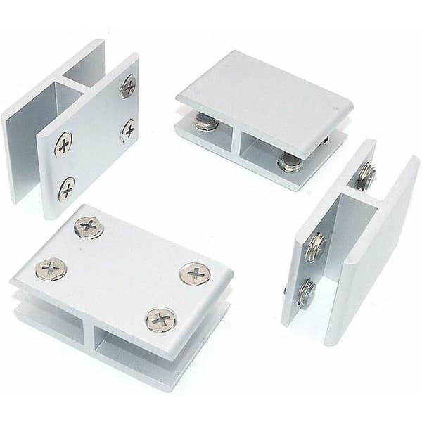 4-pack 180 graders glasklämmor för fixering av glas på båda sidor av dusch, bord, paneler, klämma 10-12 mm