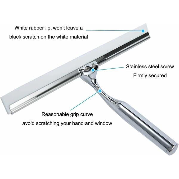 Bruse Squeegee Rustfrit Stål Rengørings Squeegee Til Badeværelse 25.8 * 16.5cm (Med Sugsnap)