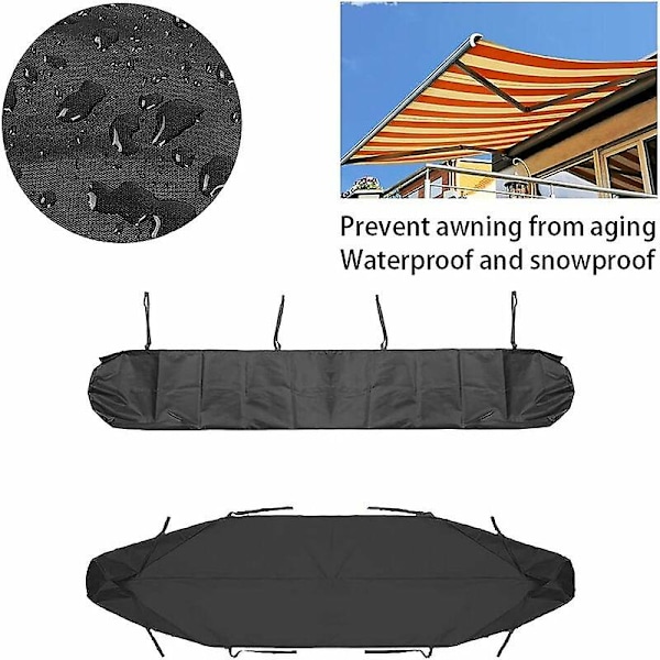Markisöverdrag 3m Terrassmarkis Dammskydd Grå Terrassmarkis Förvaringsöverdrag Vattentätt Vinterskydd Svart