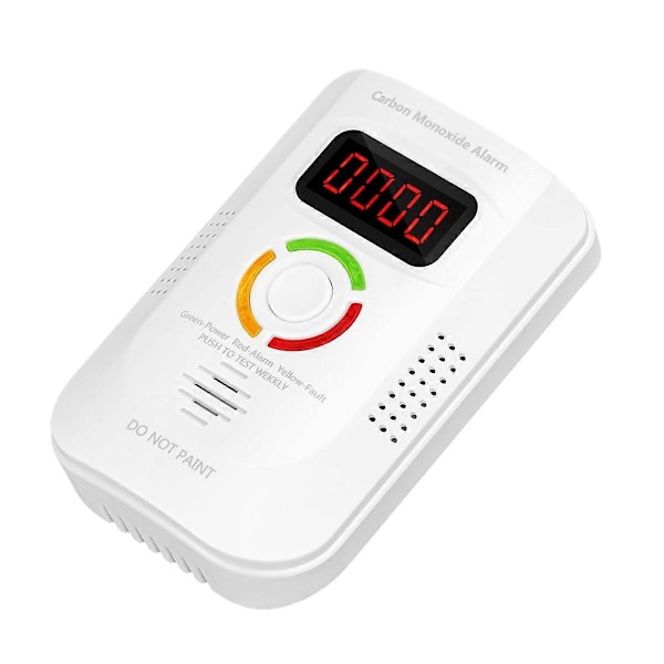 Kolmonoxid Detektor Alarm Fotoelektrisk Sensor LCD Plug-in CO Förgiftnings Siren Ljud+Blixt Varning EU-kontakt