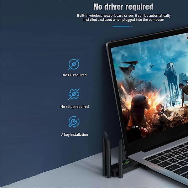 1200Mbps Dobbelt Bånd USB3.0 Wifi Adapter 2.4GHz 5GHz WiFi Adapter med 4 Antenner PC Mini Computer Net