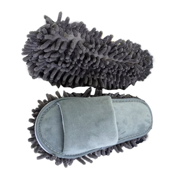 Lazy Open Toed Mop Toed - Soft and Comfortable Grey Cleaning Slippers (M 39-41)