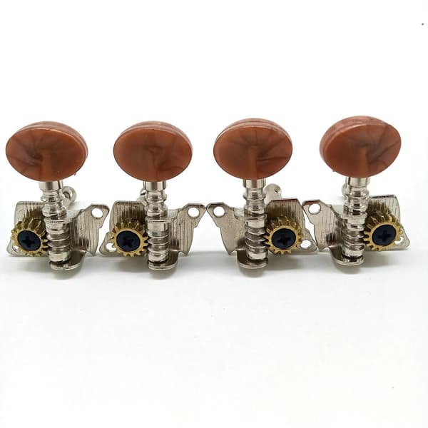 2R2L Metall Ukulele Locking String Tuner Gitarr Stämskruv Maskinhuvud med Bruna Huvudpinnar för Ukulele Gitarr Del