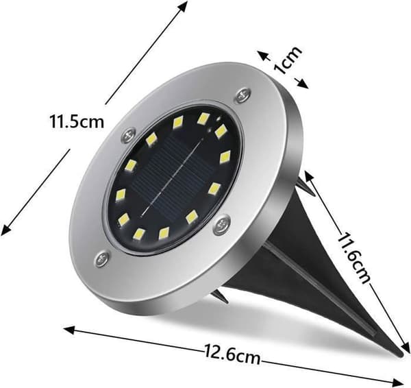 Utendørs solcellelampe - 8 LED-spotter - IP65 vanntett - Rustfritt stålhus - Innfelt [8 LED-er - Hvitt lys]