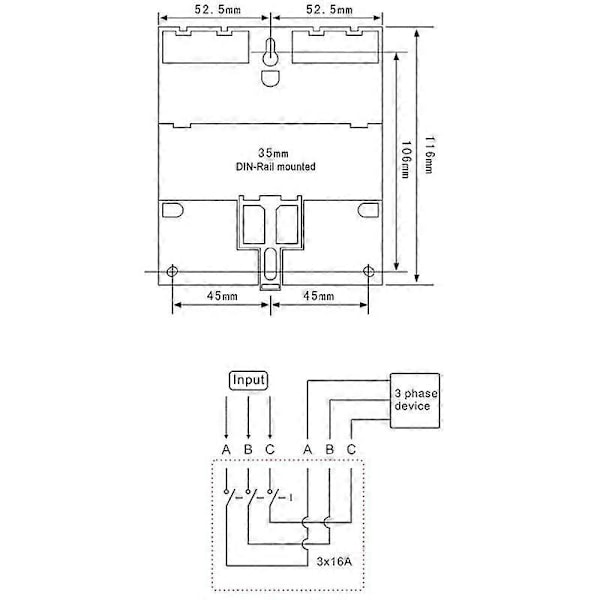 Trefase 380V 415V TIMER Programmerbar Bryter med Bakgrunnsbelysning