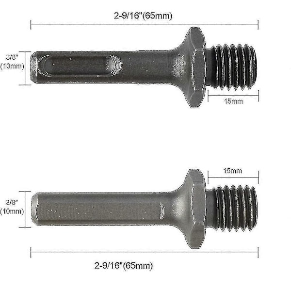 2 stk. Adapter M14 Hantråd til SDS Plus Hun og Hun Trekantet til Sliber Boremaskine