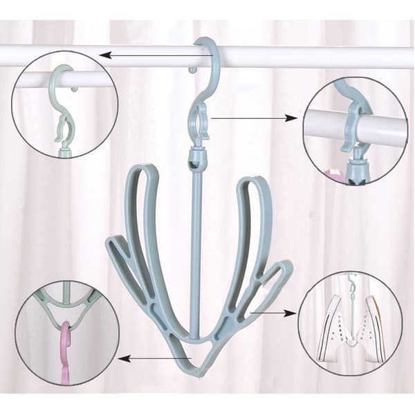 Shoe Drying Rack PP 360° Rotatable Windproof Connectable Shoe Storage Hanger for Scarves Hats Blue