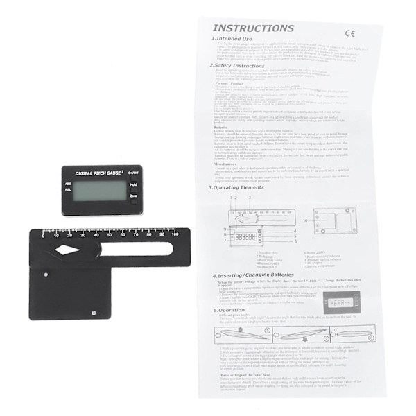RC Værktøjstilbehør - Digital LCD Pitch Gauge til TREX 200-800 Helikopter