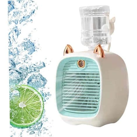 Ventilator – Kombinerer luftkøling, natlys, tre ventilatorhastigheder, befugtning og LED-belysning – Blå