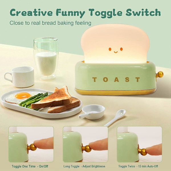 Barnlampa, Söt Toastlampa för Barnrum, Växlingsbar Kontroll, Bärbar, Laddningsbar, Dimbar, Födelsedag Julgåva för Pojkar och Flickor