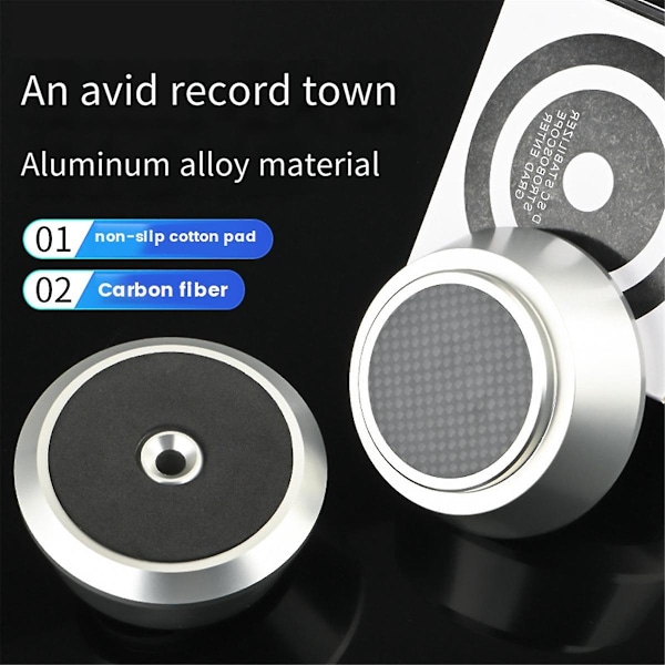 Aluminiumsleiv Recordklemme LP Vinyl Plate Turntable Stabilisator Vekt Klemme Spillere Tilbehør Svart