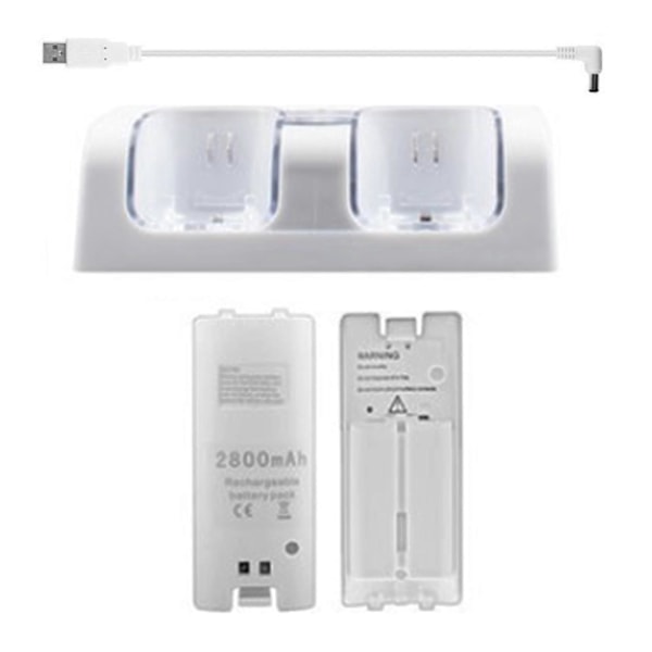 2 stk. 2800mAh Genopladelige Batterier og Wii Batteri Opladningsstation til Wii Remote Switch Tilbehør