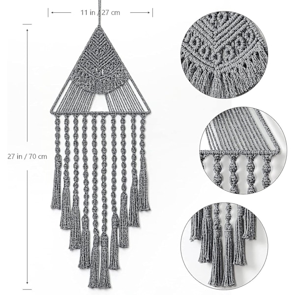 Macrame Väggbonad Drömfångare Triangel Frans Geometrisk Konst Boho Bakgrund Bohemian Heminredning Väggkonst Vacker Lägenhet Sovsal Rum Dörr D