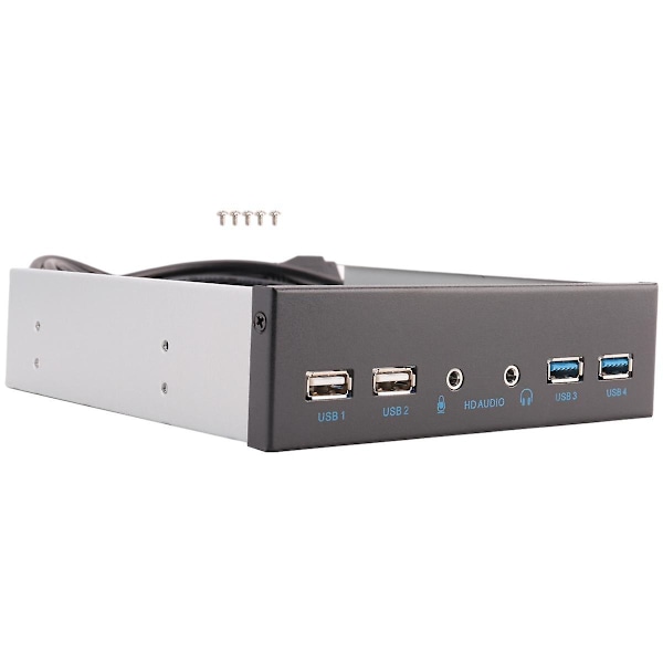 5,25 tums stationär PC-fodral intern frontpanel USB-hubb 2 portar USB 3.0 och 2 portar USB 2.0 med HD-ljudport 20-stiftskontakt