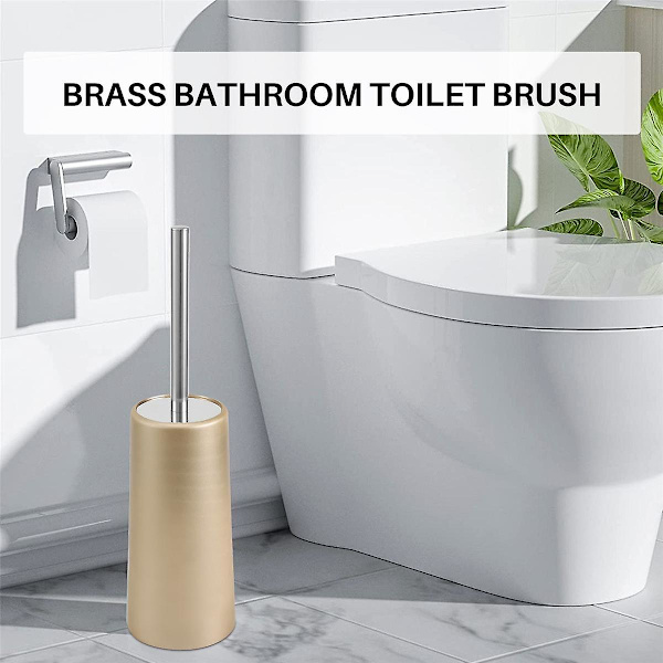 Toiletbørste og holder i rustfrit stål - Toiletbørstesæt til badeværelset i guld
