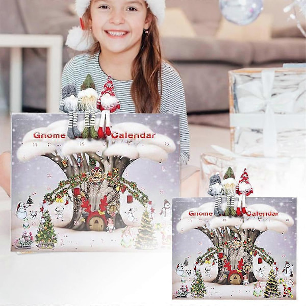 Jultomte Nedräkningskalender Blind Box 2024, 24 Dagars Julkalender Med Tomte Plyschleksak, Juldekoration