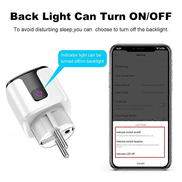 20A Smart Socket Tuya Wifi Smart Plug Ström AC100-240V Uttag Alexa Home Röststyrning Timer Socket Tuya S