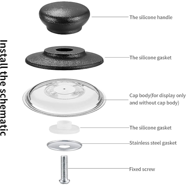 4 stk. Grytelokknapper, Universelle Erstatningsknapper for Grytelokk, Kjøkkenutstyr Knapper