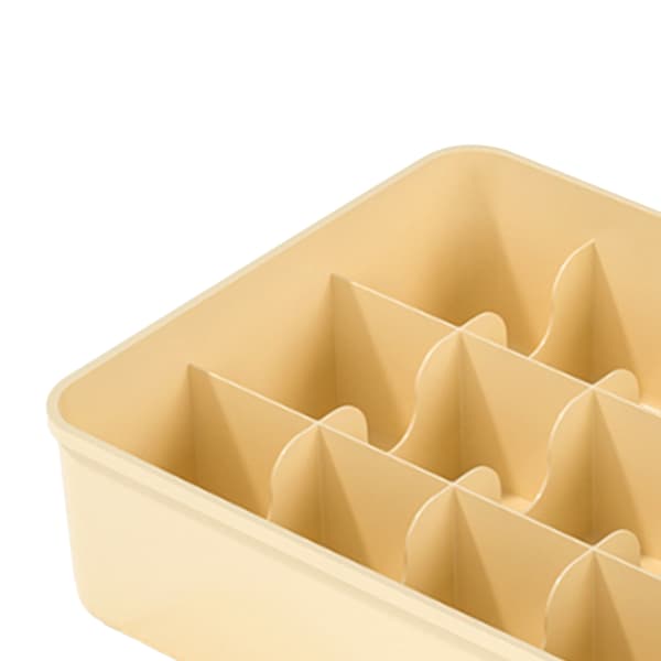 Yellow 15-Compartment Plastic Drawer Organizer for Socks, Underwear, Ties, Wardrobe Storage Box