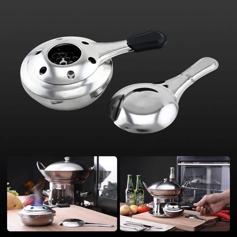 Set med 2 mini bärbara spritkök i rostfritt stål för camping, vandring, te, kaffe, varma drycker