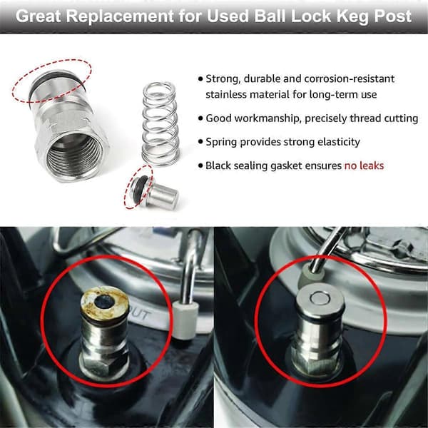 Ball Lock Keg Post Quick Disconnect Sæt, Corny Keg Konnektorer