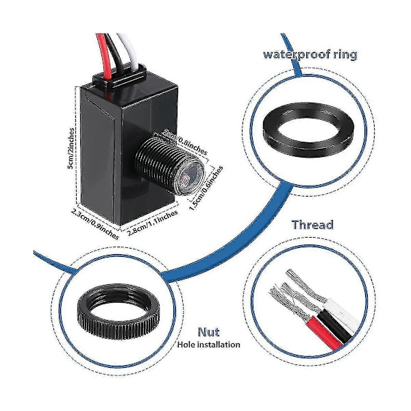 6 Pakker Skumring til Daggry Sensor for Utendørs Belysning 120-277v Fotoelektrisk Bryter Fotocelle Lys Sensor