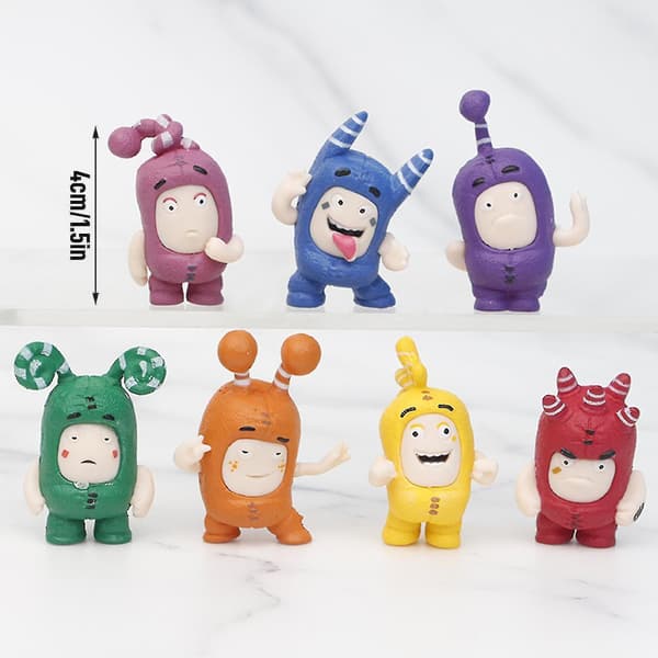 7-pack Oddbods Cartoon Speldocka Actionfigur Present Barnleksakssamling