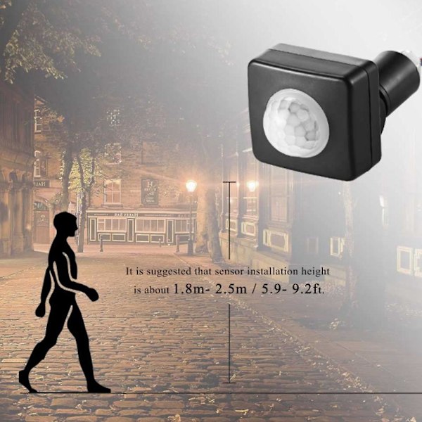 220V Mini Human Body Infrarød Sensor Infrarød Krops Sensor Switch LED Flood Light PIR Bevægelsessensor Justerbar sort