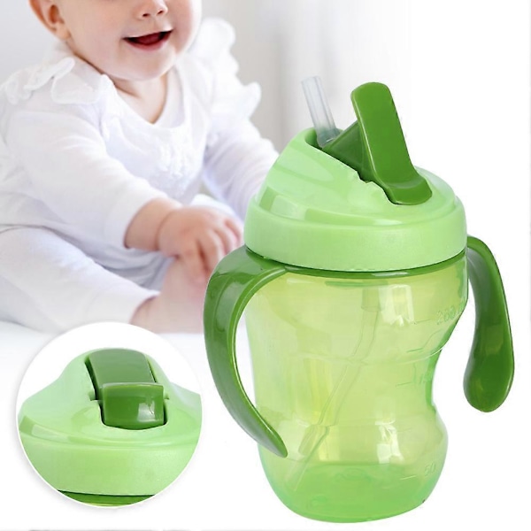 260ml Dobbel Håndtak Baby Barn Sklisikker Lekkasjesikker Vann Drikke Lærekopp (Grønn)
