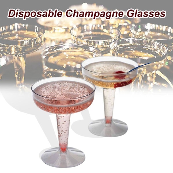 Nye Engangs Champagnefløjter i Plastik - 20 stk. Klar Plastik Champagnebriller til Fester Klar P