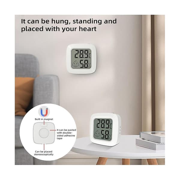 Mini LCD Digital Termometer Hygrometer Magnetisk Temperaturmåler Fuktighetssensor Værsentral