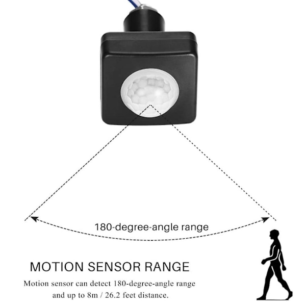 220V Mini Human Body Infrared Sensor Infrared Body Sensor Switch LED Flood Light PIR Rörelsesensor Justerbar svart