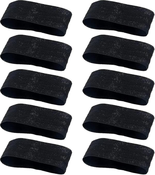 10 stk. Sorte Armbind Fodbold, Elastiske Sorte Armbind Sørgebind, Løkke Lukning Sportsøvelse A