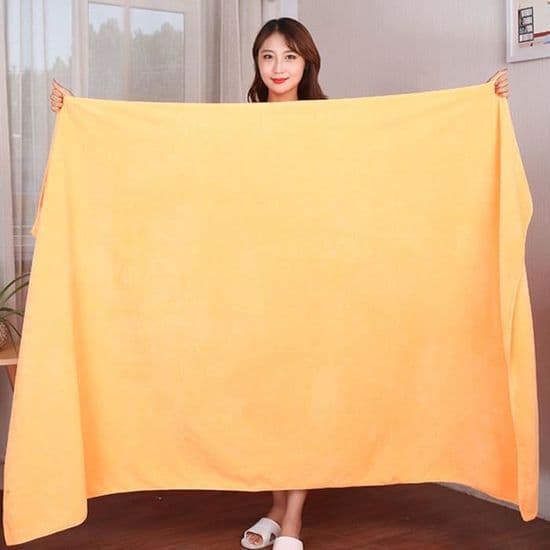 Badehåndkle - Mikrofiber - 120x200 cm - Supermykt - Gult - Vaskbart
