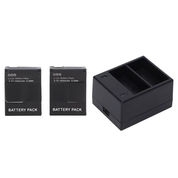 Kamerabatterilader Rask Dobbel Batterilader med 2 Batterier Kompatibel for Hero 2 3