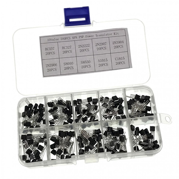 200 Transistorer - Sortiment av NPN och PNP Transistorer i TO-92