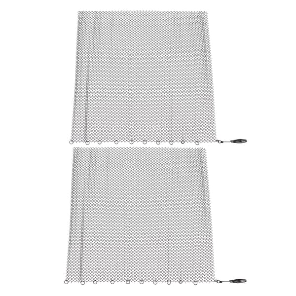 Black Fireplace Mesh, 2-Panel Hanging Curtain Replacement for Wood Burning Fireplace, 24x22 Inch