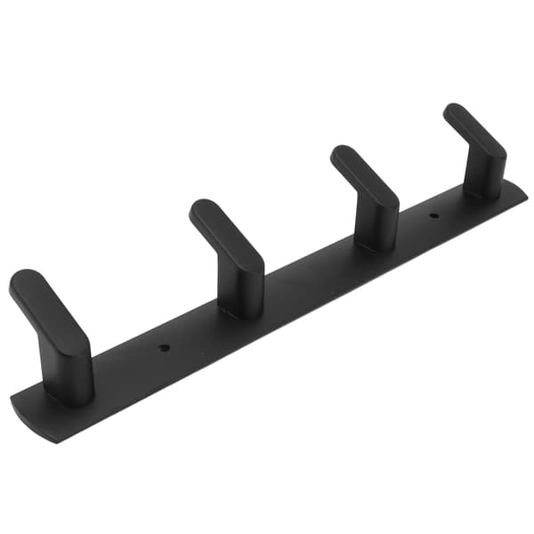 Simple Rows of Space Aluminum Hooks, Wall Mounted Hook for Kitchen, Bathroom, Wardrobe, Black, 4 Hooks