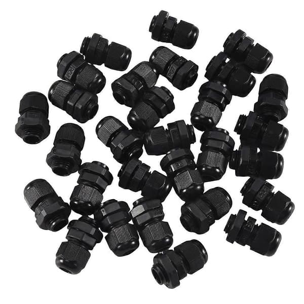 30 st PG7 Vattentät Anslutningsnippel Svart för 4-7mm Diameter Kabel