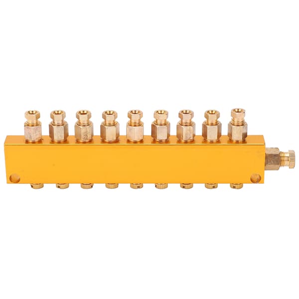 Oil Distributor Adjustable Brass Lubricating Piston Separator Divider Valve Lubrication System 1 in 9 out