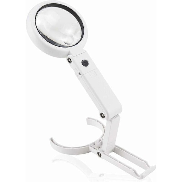 5X 11X Håndholdt Opplyst Forstørrelsesglass på Stativ med 8 LED-lys, Leselup, Bordlupe med Foldbar Stativ, for Lesing, Inspeksjon, Lodding