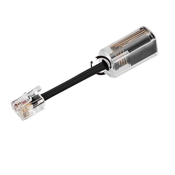 6 stk. Telefonledningssnor RJ9 4P4C 360 Graders Udvidet Roterende Anti-T-Vinkel Sort Telefonledning