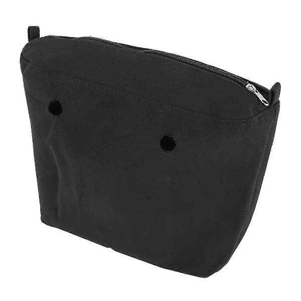 Två Storlekar Vattentät Solid Canvas Insats Innerfoder Insats Dragkedja Ficka för Obag O Bag handväska väska Svart Mini