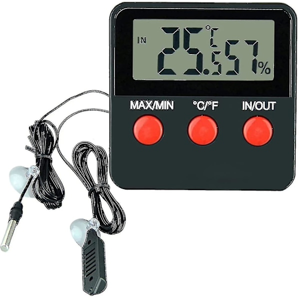 Digital Termometer LCD Hygrometer Temperatur- og Luftfugtighedsmåler til kæledyr Inkubator, Tank Digital Sporbar Termometer