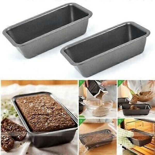 2 stk. Brødformer for baking, Non-stick karbonstål brødform, Brett for toast, Form for kake, brød, bakverk, toast, rede