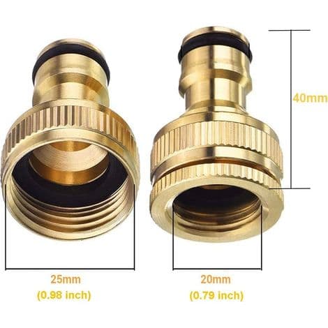 Solid messing hageslangekobling – 1/2\" og 3/4\" gjenget adapter – Rustfri – Rask, verktøyfri tilkobling