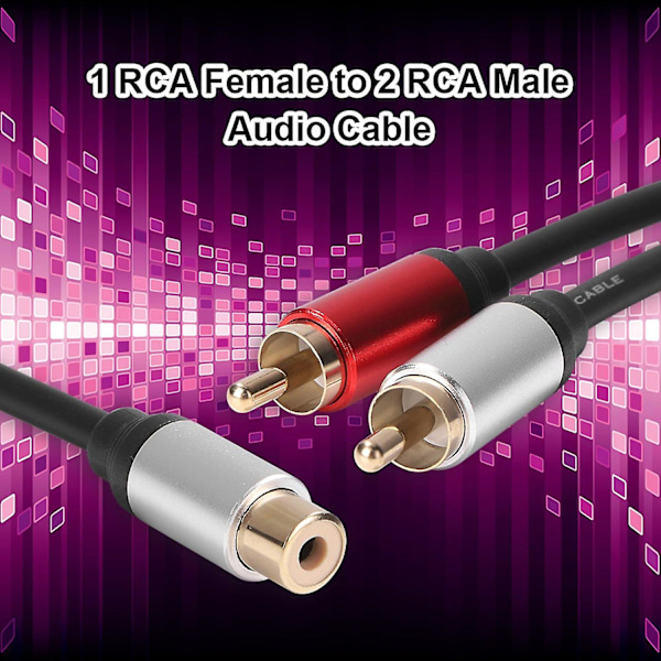 Ljudsplitterkabel Bärbar Klar Ljud Stabil Signal 28cm 1 RCA Hona till 2 Hane AUX Ljudkabel f